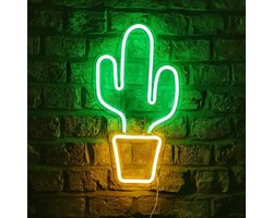 Groenovatie LED Neon Wandlamp "Cactus" - Op USB - 47x26x2cm - Groen / Geel