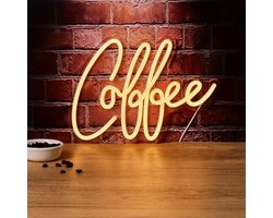 Groenovatie LED Neon Wandlamp "Cofffee" - Op USB - 44x30x2cm - Warm Wit