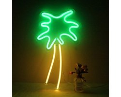Groenovatie LED Neon Wandlamp "Kokospalm" - Op USB - 48x25x2cm - Groen / Geel