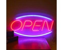 Groenovatie LED Neon Wandlamp "Open" - Op USB - 45x22x2cm - Blauw / Roze