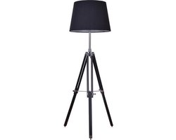 Groenovatie Rouen Industrieel Design Tripod Vloerlamp E27 Fitting - 144x50 cm - Chroom / Zwart