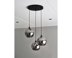 Groenovatie Smoke Glazen Hanglamp - 3 Bollen - ⌀20cm - Zwart
