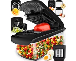 Groentehakselaar-Groentesnijder-Rasp Veggie Ui Salade-Aardappelversnipperaar-Vegetarische Chopper en Dicer-Keukengereedschap en Gadgets (8-in-1 zwart) Groentesnijder