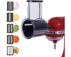 Groentesnijder en Rasp Accessoire voor KitchenAid – Inclusief 3 Snijbladen – Roestvrij Staal – Keukenmachine Opzetstuk
