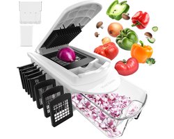 Groentesnijder Multifunctioneel - Mandoline - 15-delig - Opvangbak - Uiensnijder - Rasp - Spiraalsnijder - BPA Vrij - Vivid Green