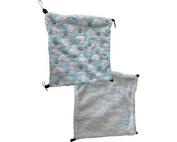 Groen/wit hangmat - vierkante hangmatten - hangmat voor ratten en kleine knaagdieren - 29 x 29 cm