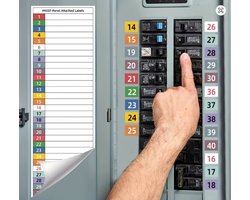 Groepenstickers voor de Meterkast - Set van 30 Universele Stickers - Tekst - Labelset voor Elektrische Groepen - Organisatie Stoppenkast - Groepenaanduiding Stickers - Voor Stoppenkast & Verdeelkast - Coderingsset