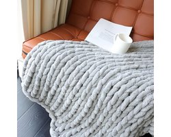 Grof Gebreide Deken Chenille | Warm & Gezellig Plaid voor Bank & Bed | 105x137 cm