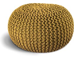 Grof Gebreide Poef Handgemaakt Zitting Ø 45 of 55 cm Geel Decoratie