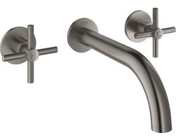 GROHE Atrio tweegats wastafelkraan - Inbouw - Korte uitloop - Exclusief inbouwkraan - Hard graphite geborsteld (mat antraciet)