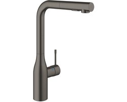 GROHE Essence New keukenkraan - Hoge uitloop - Met uittrekbare handdouche - Dual spray - Hard Graphite geborsteld (mat antraciet)