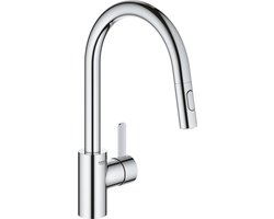 GROHE Eurosmart Cosmopolitan Keukenkraan - Hoge uitloop - 360° draaibereik - Met uittrekbare handdouche en 2 straalsoorten - Chroom