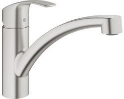 GROHE Eurosmart Keukenkraan - lage uitloop - 140º draaibaar - 1 straalstand - RVS (supersteel) - 33281DC2