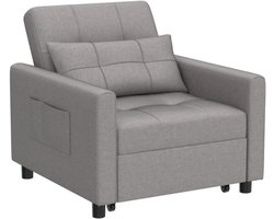 Grokos - Slaapbank - Bed - Slaapbank 1 Persoons - Slaapstoel - 3-In-1 Bank met Slaapfunctie - Verstelbare Bedbank - Sofa met Armleuningen voor Woonkamer - Slaapkamer Logeerkamer - Licht grijs