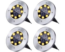 Grond Spots op Zonne Energie - 4 Stuks - Solar Tuinverlichting - Tuinverlichting op Zonne Energie - Tuinverlichting - Tuinverlichting op Zonneenergie - Buitenlamp - Tuin - Verlichting - Tuinlamp