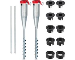 grondanker parasol - set van 2 - voor droogmolen - stokdikte 25-55 mm - zilver-rood