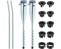 grondanker parasol - set van 2 - voor droogmolen - voor stokdikte 25-55 mm - zilver/grijs