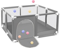 Grondbox Baby - 128x128x66cm - Grijs - Speelbox - Kruipbox - Kinderbox - Playpen