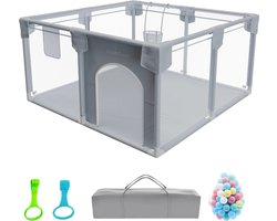 Grondbox - Baby Box - Grondbox baby - Speelbox - Kinderbox - 117 x 117 cm - Speelballen - Reistas - Grijs