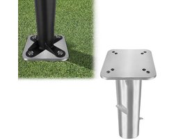 Grondbuis Parasol - Universeel - Metaal - Parasolvoet - Voor Hangparasols - Krukparasols - Grondanker - Om In Te Betoneren - Zilver - NAIZY