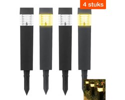 grondspot priklamp-Tuinverlichting Op Zonne Energie-grondspots-Solar tuinverlichting-grondverlichting(4 stuks)- warm wit -RVS Grond Spots op Zonne-energie-8 Uur Buiten Verlichting - Waterdicht - IP65 Waterdicht -Grondverlichting