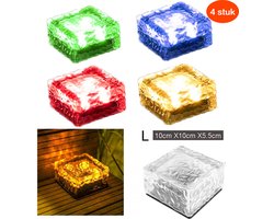 Grondspot(4 stuks Maat L ) - Solar Ice Cube LED-Licht-solar Tuinverlichting op zonne energie-Kleur licht - Brick light - IP68 - (Size : 10cm X10cm X5.5cm)