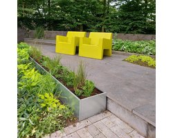 Grönfeld plantenbak op wielen gegalvaniseerd - Hoogte 25 cm | Afmeting: 40x80 cm , Bodem & Wielen: Zonder bodem, Kleur: Gegalvaniseerd