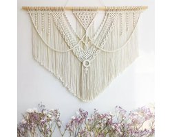 Groot Boho Macramé Wandtapijt - Handgeweven Wanddecoratie voor Woonkamer & Slaapkamer - 110x82 cm