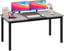 Groot Bureau 160x80 cm - Computertafel en Gaming Bureau met Zwart Metalen Frame - Modern Thuiskantoor en Studie - Zwart/Grijs