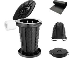 Groot Chemisch Toilet - Campingtoilet - Opvouwbaar Volwassenen Toilet met Deksel & Rolhouder - Inclusief Draagtas - Voor Auto Reizen, Noodgevallen, Tent, Slaapkamer, Zwembad, Feest, Strand - Draagvermogen 200 kg