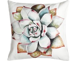 Groot decoratief sierkussen - multi-color groen - 51 cm x 51 cm - gerecycled materiaal