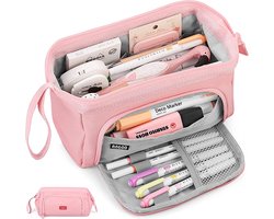 groot etui voor meisjes super groot etui voor vrouwen rits gladde pen etui, etui houder briefpapier organizer duurzaam school etui voor tienermeisjes en -jongens, roze