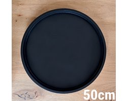 Groot Houten Dienblad Zwart Rond 50x50 cm - King Mungo - Groot Decoratief Plateau Decoratieve Houten Dienbladen - Dienblad Hout 50cm