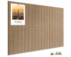 Groot kurken prikbord voor aan de muur, 90 x 60 cm, 6-delige set vilten wandtegels met punaises, zelfklevend, decoratief prikbord, memobord voor kantoor, thuis of op school,Donker camel