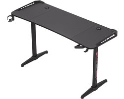 Groot Laptop Computer Bureau - Gaming en Thuiskantoor - met RGB LED Verlichting - Hoogte Verstelbaar - 160x60.5x120cm - Rechthoekig Staand Bureau - Zwart