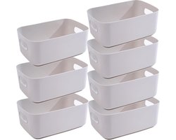Groot Opbergmanden - Kantoor - Kunststof - Handgrepen - Opbergdozen - Organizer - Badkamer - Keuken - Kast - Speelgoed - Grijs