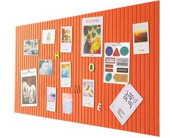 Groot prikbord, decoratief vilten prikbord 60 x 40 cm, opvouwbaar fotodisplaybord, visionboard voor school, thuis, keuken, kantoor, muren, oranje kleur