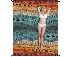 Groot strandkleed – Zand- en waterdicht strandkleed (70,8" x 86,6") – Geschikt voor buitenactiviteiten, reizen, wandelen en picknicks – Compact en draagbaar – Inclusief 4 grondpennen en draagtas