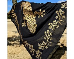 Groot strandlaken - Zwart/Goud - Tweepersoons strandkleed - XL strandkleed - wandkleed - zomer dunne sprei