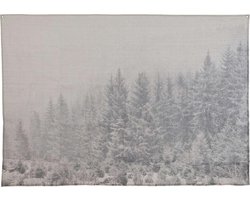 Groot wanddoek - linnen muurdecoratie - winterlandschap mist - wandkleed schilderij poster - 158 x 110 cm
