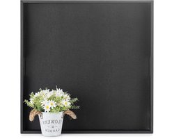 Groot zwart decoratief dienblad voor salontafel 22" x 22" - Lederen Ottomaans dienblad met handgrepen verrijkt je woonkamer met elegantie.