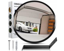Groothoek bolle spiegel - Ronde Verkeersspiegels - 30 cm - 130° bol - Met draaibare bolkop - Geschikt voor garages, opritten, veranda's, winkels, magazijnen, parken