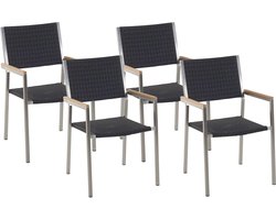 GROSSETO - Tuinstoel set van 4 - Zwart - PE rotan