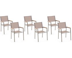 GROSSETO - Tuinstoel set van 6 - Zandbeige - Polyester