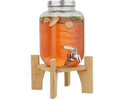 Grote 8L Glazen Drinkdispenser met Deksel en Kraan, Ideaal voor Sap, Water en Thee, Geschikt voor IJsdranken en Feestjes, Temperatuur tot 45℃