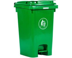 Grote Afvalbak - Prullenbak Vuilnisbak - Huishoudelijk Afval - Voetpedaal Deksel - 60L - Groen