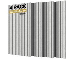 Grote Akoestische Panelen Set van 4, Zelfklevende Geluidsabsorberende Wandpanelen voor Echoabsorptie, Polyester Vezel Geluidsbarrière, Grijs