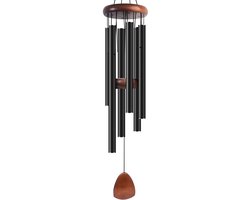 Grote aluminium windgong van 66 cm voor buiten, tuin en terrasdecoratie om een ​​zen-sfeer te creëren Klassieke zwarte windgong met windvaan