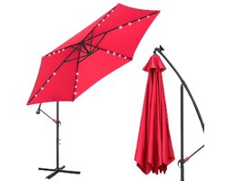 Grote Aluminium Zweefparasol met LED Verlichting en UV-Bescherming - Ø 350 cm