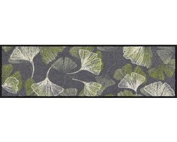 Grote Antislip Deurmat 30x100 cm Ginkgo Allover Grijs voor Binnen en Buiten